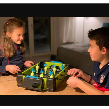 Masa de fotbal cu teren si 12 jucatori , 4 manere, cu Tablou Scor, din Metal si ABS, 36.5 x 35.5 x 8 cm, Design Multicolor, pentru copii/adulti, verde [5]