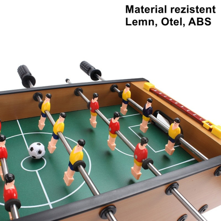 Masa de fotbal cu teren si 18 jucatori , 6 manere, cu tablou pentru scor, din metal, lemn si ABS, 50 x 25 x 18 cm, cu picioare, pentru copii/adulti [3]