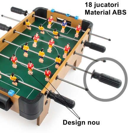 Masa de fotbal cu teren si 18 jucatori , 6 manere, cu tablou pentru scor, din metal, lemn si ABS, 51 x 44 x 17.5 cm, cu picioare, pentru copii/adulti [1]