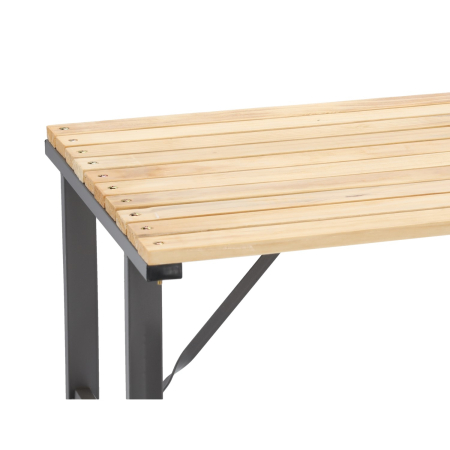 Masa de gradina cu cadru metalic si blat din lemn impregnat, 120x60x71 cm, natur [1]