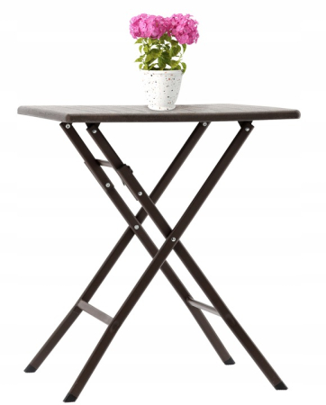 Masa de plastic pliabila, pentru gradina sau balcon, 62x62x73cm, maro imitatie lemn [2]