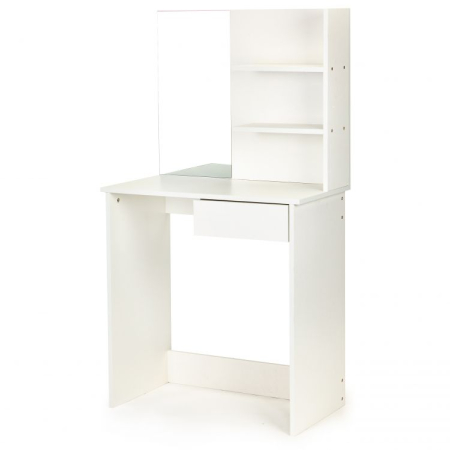 Masa de toaleta cu oglinda, rafturi si sertar, 75x40x136 cm, alb [1]