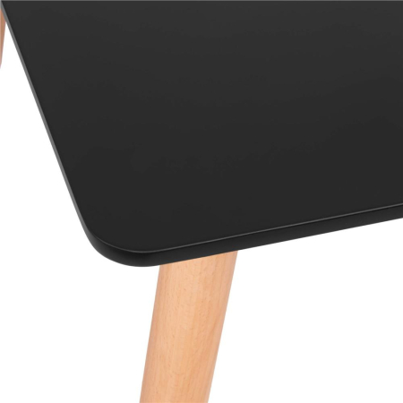 Masa dining bucatarie, dreptunghiulara, 120x80x74 cm, Blat MDF, Picioare lemn, Negru [10]