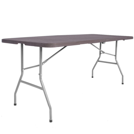 Masa dreptunghiulara pliabila multifunctionala, 1.8 m x 0.75 m x 0.75 m, imitatie ratan, maro [16]