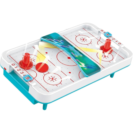 Jocuri de societate - Masa Ice Hockey, , cu Tabela de Scor, 2 Pucuri, din ABS, pentru Adulti/Copii +5 Ani, 28 x 8 x 16 cm, Alb/Albastru