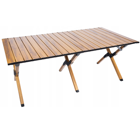 Seturi camping - Masa pentru camping cu sistem de pliere rapida, cadru metalic otel, 118x60x45cm, maro