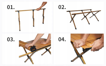 Masa pentru camping cu sistem de pliere rapida, cadru metalic otel, 118x60x45cm, maro [3]