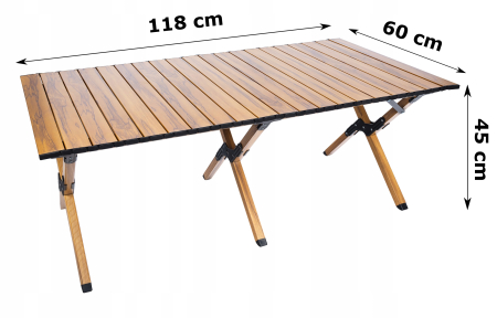 Masa pentru camping cu sistem de pliere rapida, cadru metalic otel, 118x60x45cm, maro [5]