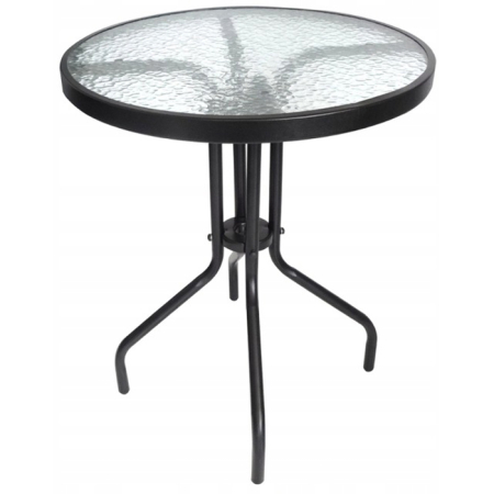 MOBILIER GRADINA - Masa pentru gradina sau balcon, cadru metalic, blat sticla, 60x70cm, negru