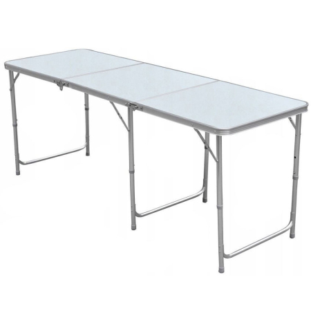 Seturi camping - Masa pliabila metalica pentru gradina sau picnic, blat MDF, inaltime reglabila, 180x60cm