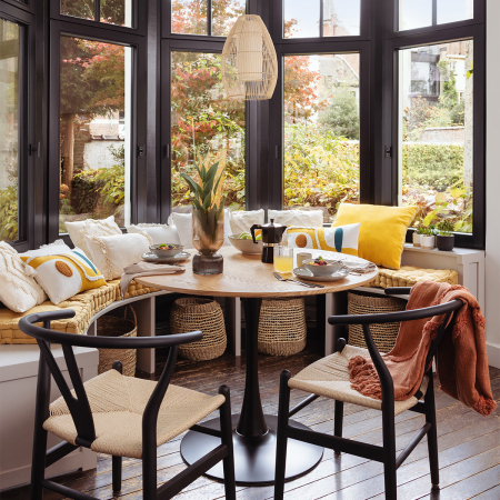 Masa rotunda Atmosphera Elias, 102x74 cm, MDF si metal, negru si stejar [4]