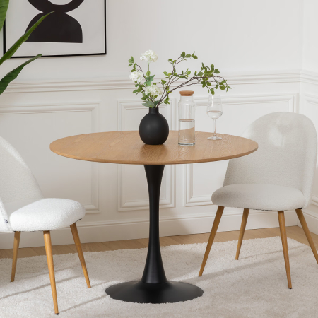 Masa rotunda Atmosphera Elias, 102x74 cm, MDF si metal, negru si stejar [9]