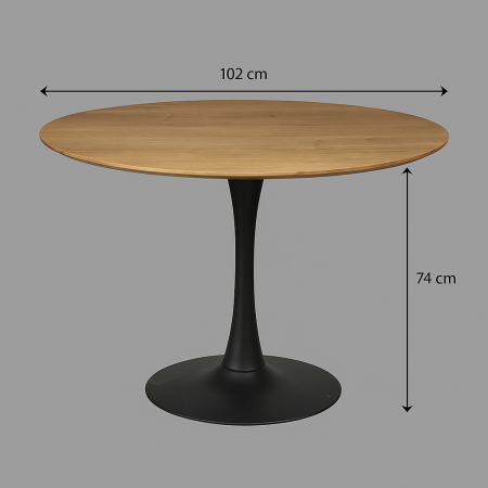 Masa rotunda Atmosphera Elias, 102x74 cm, MDF si metal, negru si stejar [8]