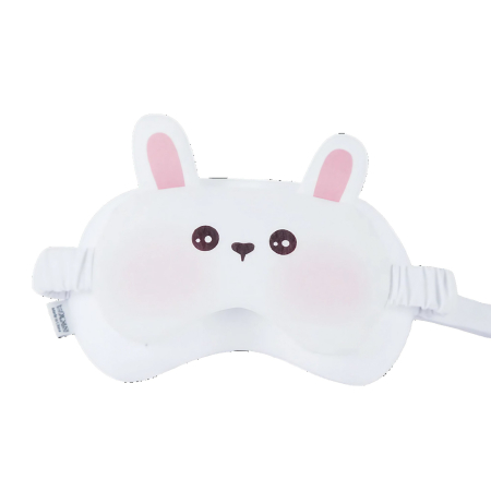 Masca de dormit, , 2 in 1, cu Tetiera, din Particule de Spuma si Bumbac, Model Iepure, Alb [1]