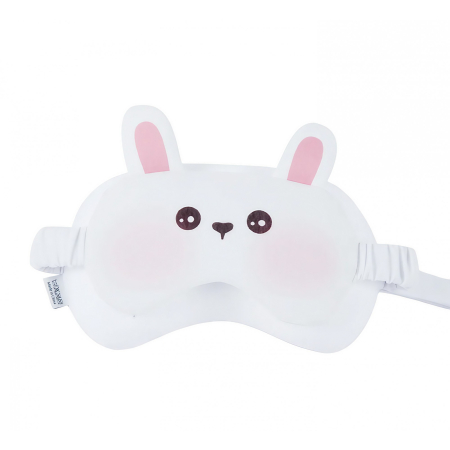 Masca de dormit, , 2 in 1, cu Tetiera, din Particule de Spuma si Bumbac, Model Iepure, Alb [2]