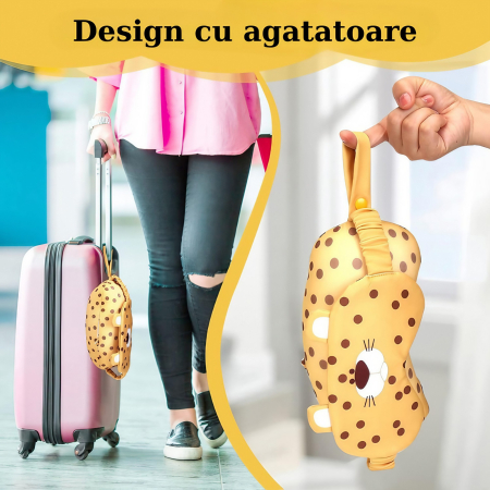 Masca de dormit, , 2 in 1, cu Tetiera, din Particule de Spuma si Bumbac, Model Leopard ,Portocaliu [14]