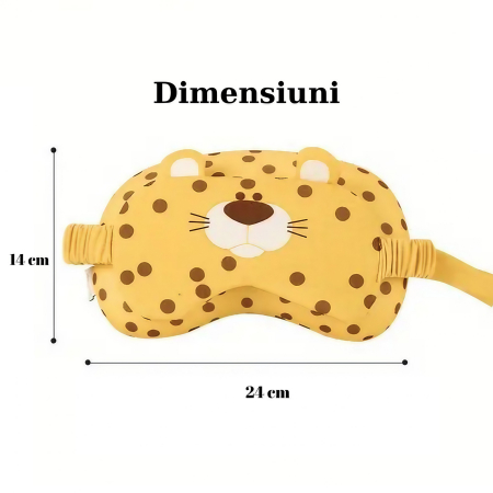 Masca de dormit, , 2 in 1, cu Tetiera, din Particule de Spuma si Bumbac, Model Leopard ,Portocaliu [3]