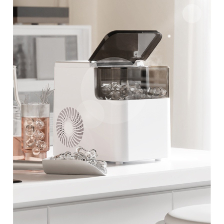 Masina de Facut Gheata, , din ABS, 12 kg/24h, Capacitate 500 g, 2 Marimi, Portabil, 39 x 23 x 28 cm, Automata, Alb [11]