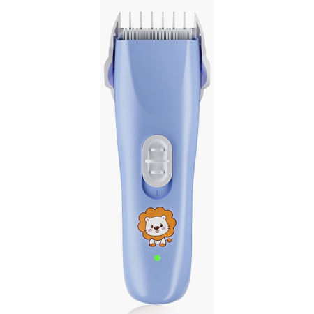 Epilare, tuns si ras - Masina De Tuns Bebelusi si Copii, , Lame Cermice si Inox, Fara Fir, Functie Anti Taiere, Silentios, 50 W, Rezistent la Apa, 2 Accesorii, Incarcator USB, Model Leu, Albastru