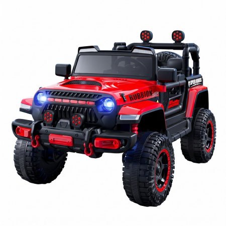 Masina Electrica pentru Copii, , Off-Road, Conectare Bluetooth, telecomanda, Tractiune Spate, Lumina Intermitenta, Baterie 12V 7Ah, 120 x 63 x 68cm, Rosu [7]