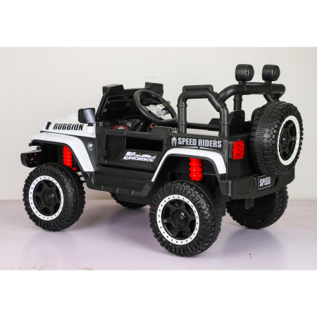 Masina Electrica pentru Copii, , Off-Road, Conectare Bluetooth, telecomanda, Tractiune Spate, Lumina Intermitenta, Baterie 12V 7Ah, 120 x 63 x 68cm, Alb [1]