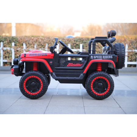 Masina Electrica pentru Copii, , Off-Road, Conectare Bluetooth, telecomanda, Tractiune Spate, Lumina Intermitenta, Baterie 12V 7Ah, 120 x 63 x 68cm, Rosu [2]