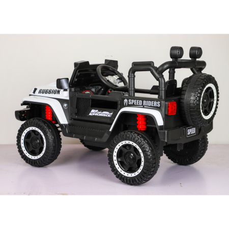 Masina Electrica pentru Copii, , Off-Road, Conectare Bluetooth, telecomanda, Tractiune Spate, Lumina Intermitenta, Baterie 12V 7Ah, 120 x 63 x 68cm, Alb [8]