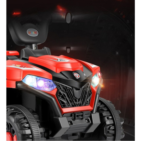 Masinuta Electrica , pe 4 Roti, Tip ATV, cu Acumulator, Sistem Anti-Rasturnare, Sistem de Lumini si Sunet, 2-5 Ani, 70 x 43 x 48 cm, Rosu [6]