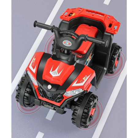 Masinuta Electrica , pe 4 Roti, Tip ATV, cu Acumulator, Sistem Anti-Rasturnare, Sistem de Lumini si Sunet, 2-5 Ani, 70 x 43 x 48 cm, Rosu [10]