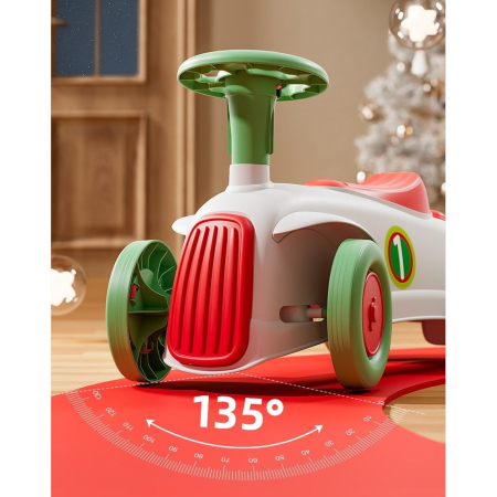 Masinuta Ride-On , cu Sistem Anti-Rasturnare, Claxon pe Volan, 1-6 Ani, 60 x 28 x 34 cm, Alb-Verde [5]