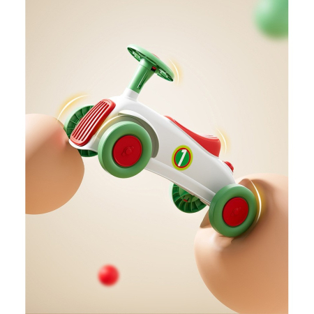 Masinuta Ride-On , cu Sistem Anti-Rasturnare, Claxon pe Volan, 1-6 Ani, 60 x 28 x 34 cm, Alb-Verde [8]