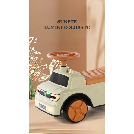 Masinuta Ride-On , cu Sistem Anti-Rasturnare, Sistem de Lumini si Muzica, Cutie de Depozitare, 1-6 Ani, 58 x 28 x 37 cm, Maro [10]