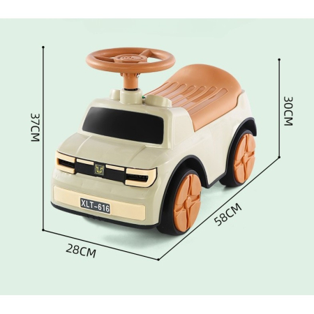 Masinuta Ride-On , cu Sistem Anti-Rasturnare, Sistem de Lumini si Muzica, Cutie de Depozitare, 1-6 Ani, 58 x 28 x 37 cm, Maro [3]