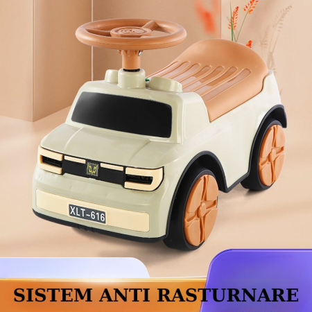 Masinuta Ride-On , cu Sistem Anti-Rasturnare, Sistem de Lumini si Muzica, Cutie de Depozitare, 1-6 Ani, 58 x 28 x 37 cm, Maro [7]