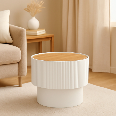 Masuta cafea Atmosphera Enola cu spatiu depozitare, MDF, 39x35 cm, alb [5]