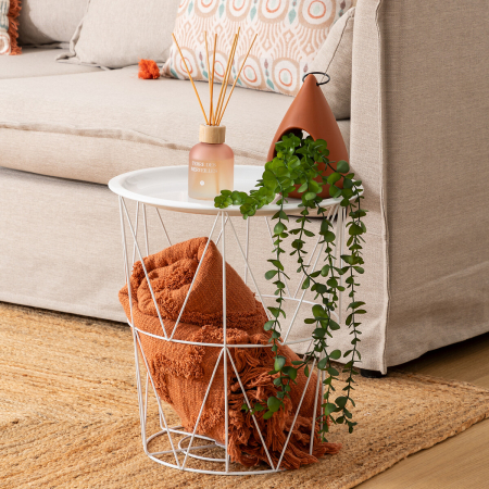 Masuta cafea cu depozitare Atmosphera Kumi, otel, 37x40 cm, alb [1]