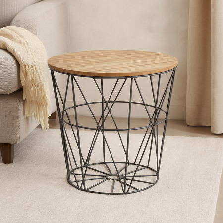 Masuta cafea rotunda Atmosphera Kumi, 40x41 cm, negru [3]