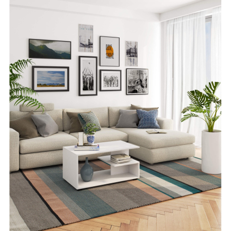 Masuta de cafea, PAL laminat, 90x51x45 cm, alb [2]