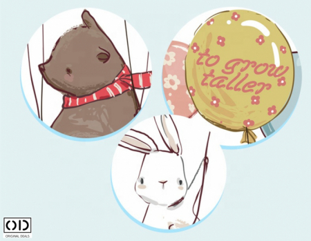 Metru Sticker Autocolant pentru Masurare Inaltime Copii - Baloane cu Heliu si Animale Salbatice, Original Deals® [5]