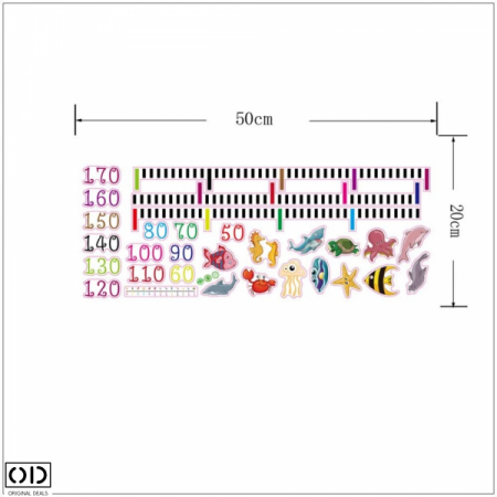 Metru Sticker Autocolant pentru Masurare Inaltime Copii - Pesti si Animale Marine 170cm [6]