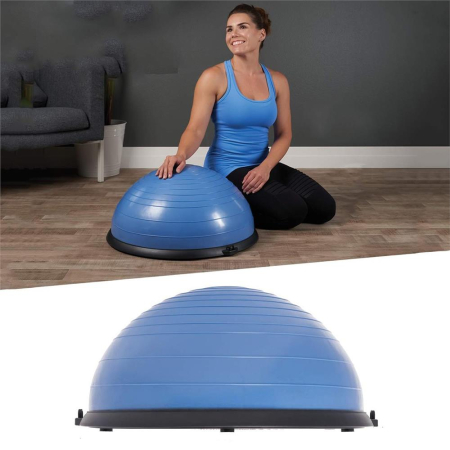 Minge fitness pentru echilibru, cu extensoare si pompa inclusa, 200kg, 57x25cm, albastru [6]