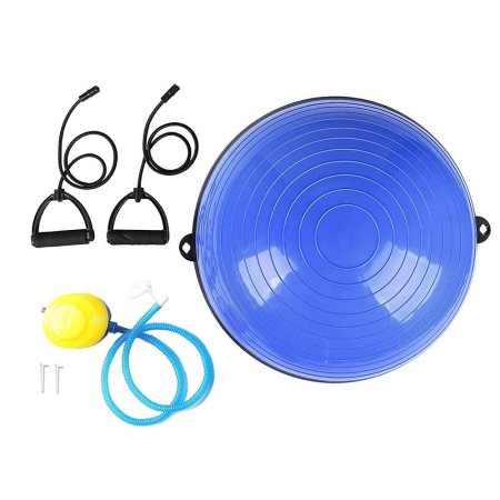 Minge fitness pentru echilibru, cu extensoare si pompa inclusa, 200kg, 57x25cm, albastru [1]