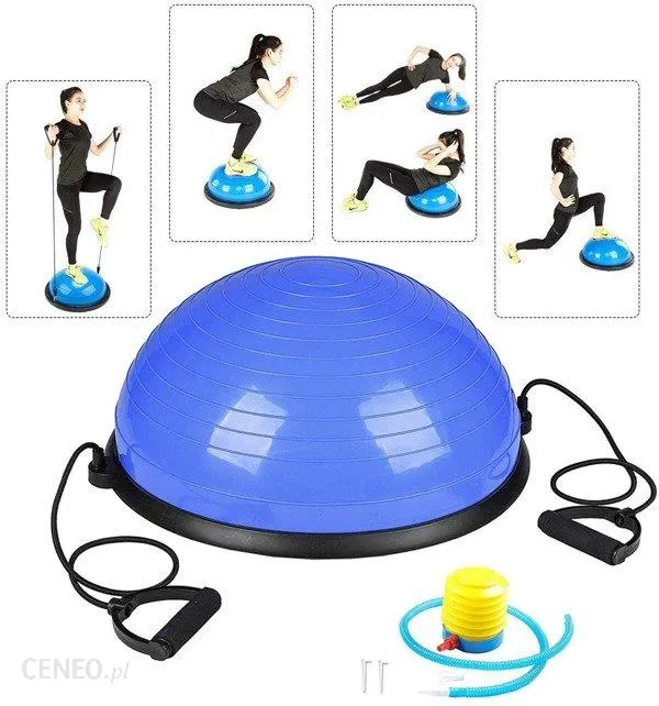 Minge fitness pentru echilibru, cu extensoare si pompa inclusa, 200kg, 57x25cm, albastru [10]