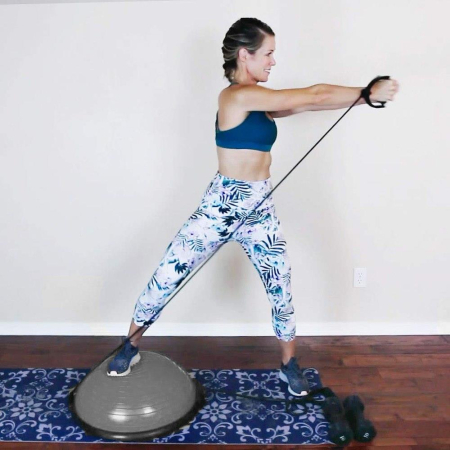 Minge fitness pentru echilibru, cu extensoare si pompa inclusa, 200kg, 57x25cm, gri [10]