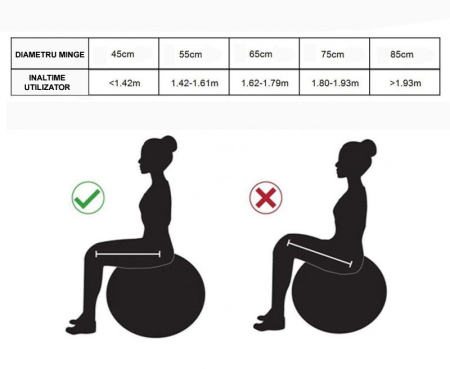 Minge pentru fitness sau yoga 75 cm, pompa inclusa, gri [9]