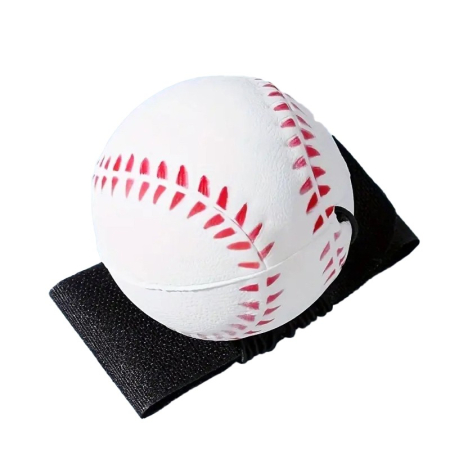 Jucarii interactive - Minge Saltareata Hiperelastica, , Model Minge de Baseball cu Fixare de Mana, Space Moon Ball foarte Elastica, Antistress pentru Copii, Diametru 66 mm, Alb
