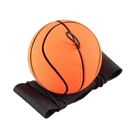 Jucarii interactive - Minge Saltareata Hiperelastica, , Model Minge de Basket cu Fixare de Mana, Space Moon Ball foarte Elastica, Antistress pentru Copii, Diametru 66 mm, Portocaliu