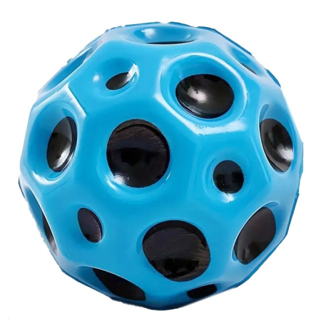 Jucarii interactive - Minge Saltareata Hiperelastica, , Space Moon Ball foarte Elastica, Antistress pentru Copii, Diametru 66 mm, Albastru