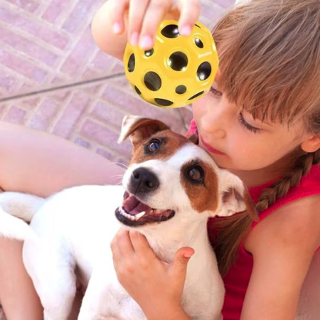 Minge Saltareata Hiperelastica, , Space Moon Ball foarte Elastica, Antistress pentru Copii, Diametru 66 mm, Galben [3]