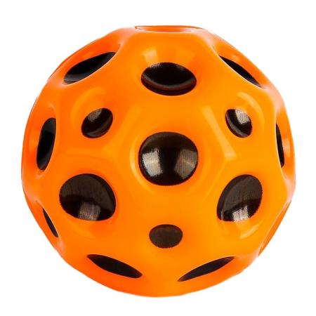 Jucarii interactive - Minge Saltareata Hiperelastica, , Space Moon Ball foarte Elastica, Antistress pentru Copii, Diametru 66 mm, Portocaliu